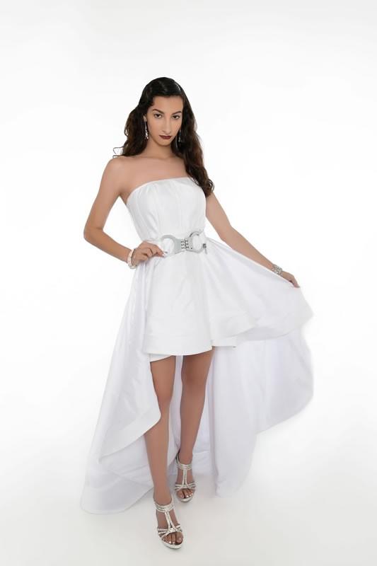 WHITE PARTY High Low Gown - HANDCUFF Belt