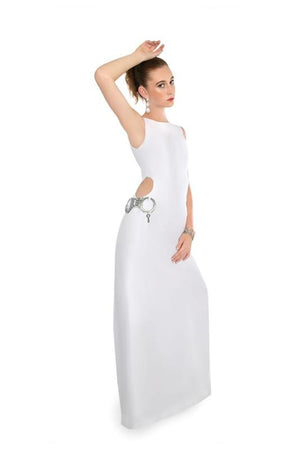 Signature Long Hip HANDCUFF Dress - White