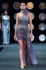 Lavender And Silver Ombre One Of A Kind Sequins Gown