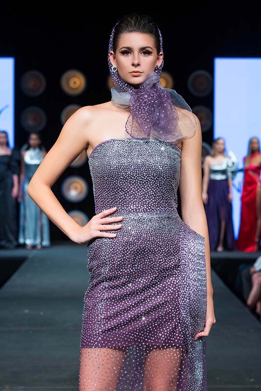 Lavender And Silver Ombre One Of A Kind Sequins Gown