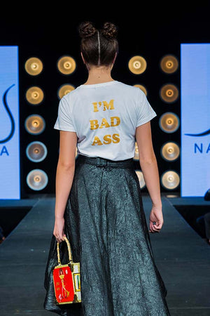 "I'M NOT BAD...I'M BAD ASS" T-shirt, slim fit round neck