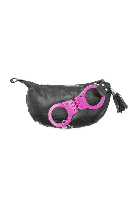 Cuffed Leather Logo HANDCUFF Bag - Pink Handcuff Strap Wristlet