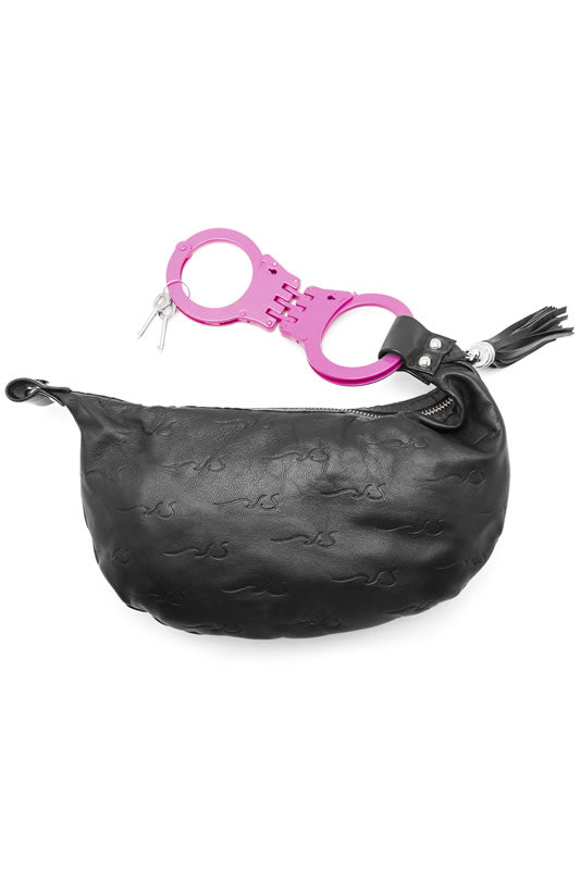 Cuffed Leather Logo HANDCUFF Bag - Pink Handcuff Strap Wristlet