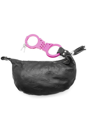 Cuffed Leather Logo HANDCUFF Bag - Pink Handcuff Strap Wristlet