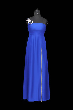 Paradiso Silk Zipperd Gown With Versatile "Handcuff" Detail