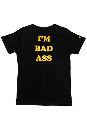 Black & Gold - "I'M NOT BAD...I'M BAD ASS" T-Shirt, comfort fit, V neck