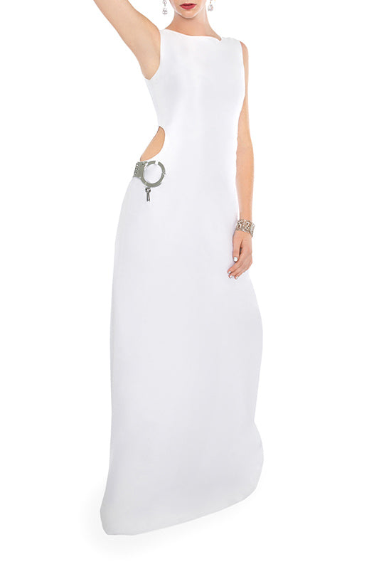 Signature Long Hip HANDCUFF Dress - White