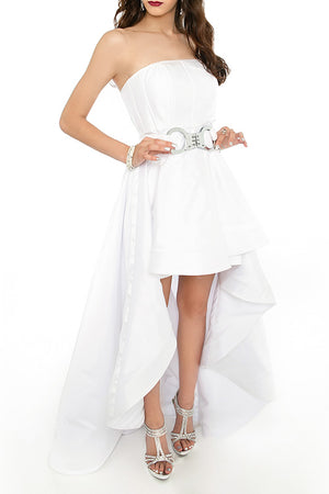 WHITE PARTY High Low Gown - HANDCUFF Belt